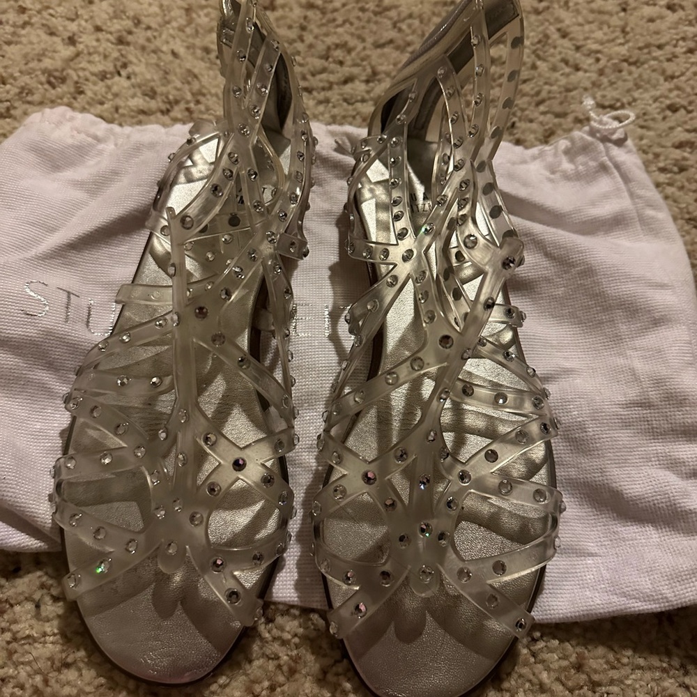 Stuart weitzman glogladius crystal sandals size 38